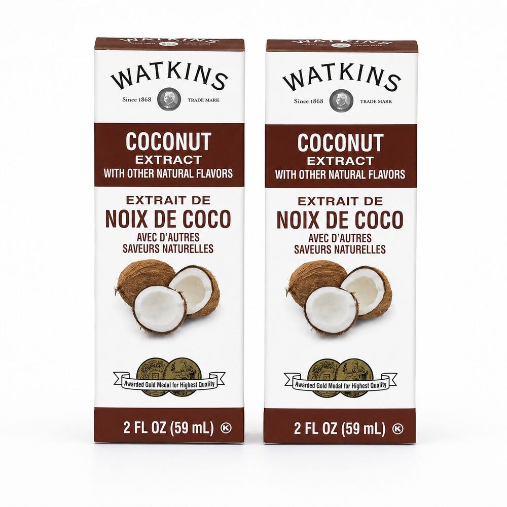 2x Watkins Coconut Extract 2 Ounce Ea. Kosher Non-GMO